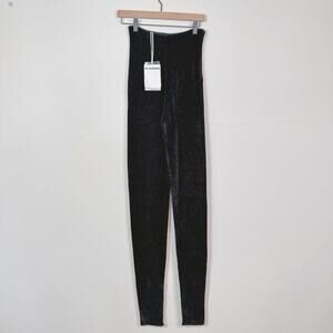Jil Sander Black Chenille Leggings Pants Size 34 US 2 Quiet Luxury Zip Ankle